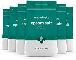 Photo 1 of Amazon Brand - Solimo Epsom Salt Soaking Aid, Eucalyptus Scented, 3 Pound (Pack of 6) Eucalyptus 3 Pound (Pack of 6)