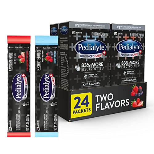 Photo 1 of Pedialyte AdvancedCare Plus Electrolyte Powder Strawberry Freeze and Berry Frost with 33% More Electrolytes and Has PreActiv Prebiotics 0.6 Oz Powder
BEST BY OCT 2023