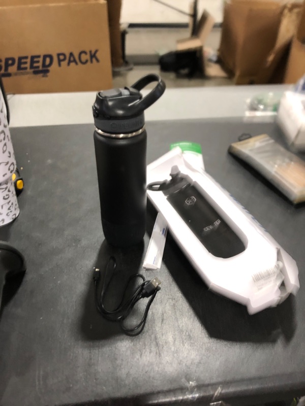 Photo 2 of ICEWATER 3-in-1 Insulated Smart Water Bottle(Glows to Remind You to Stay Hydrated)+Portable Bluetooth Speaker, 18 oz, Stay Hydrated, Enjoy Music, Great Gift (Black)