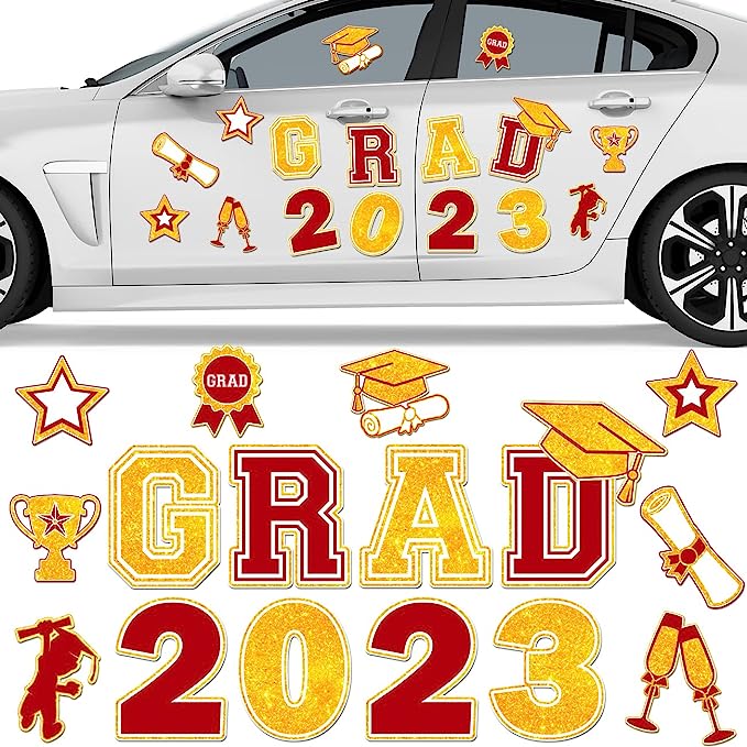 Photo 1 of 16 Pcs Graduation Party Favors 2023 Graduation Car Stickers Set Congrats
