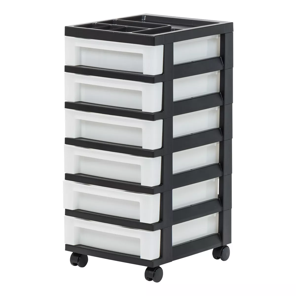 Photo 1 of IRIS USA Storage Cart with Organizer Top, Black
