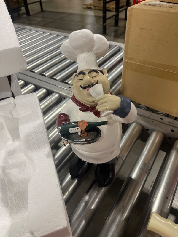 Photo 2 of 14.25 Inch Chef Serving and Drinking Wine Figurine