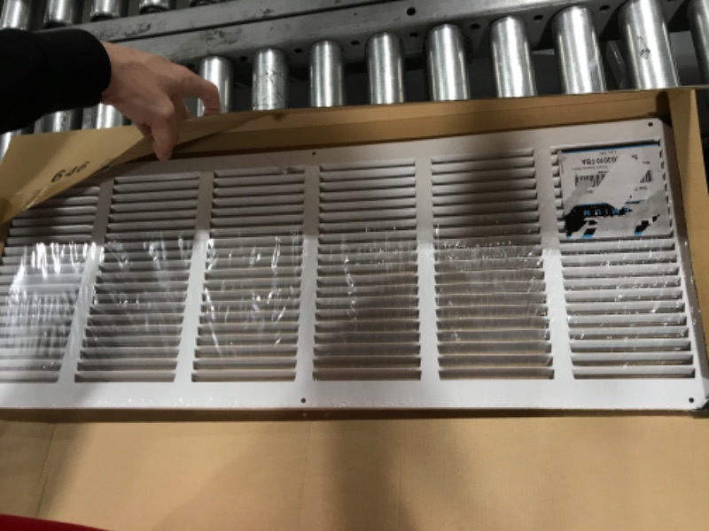 Photo 2 of 30"w X 10"h Steel Return Air Grilles - Sidewall and Ceiling - HVAC Duct Cover - White [Outer Dimensions: 31.75"w X 11.75"h]