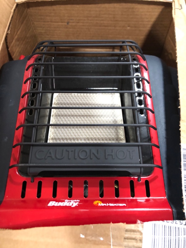 Photo 2 of Mr. Heater F232000 MH9BX Buddy 4,000-9,000-BTU Indoor-Safe Portable Propane Radiant Heater, Red-Black Red Heater