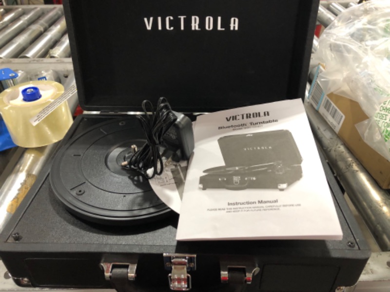 Photo 2 of Victrola Vintage 3-Speed Bluetooth Portable Suitcase Record Player with Built-in Speakers | Upgraded Turntable Audio Sound| Includes Extra Stylus | Black, Model Number: VSC-550BT-BK, 1SFA