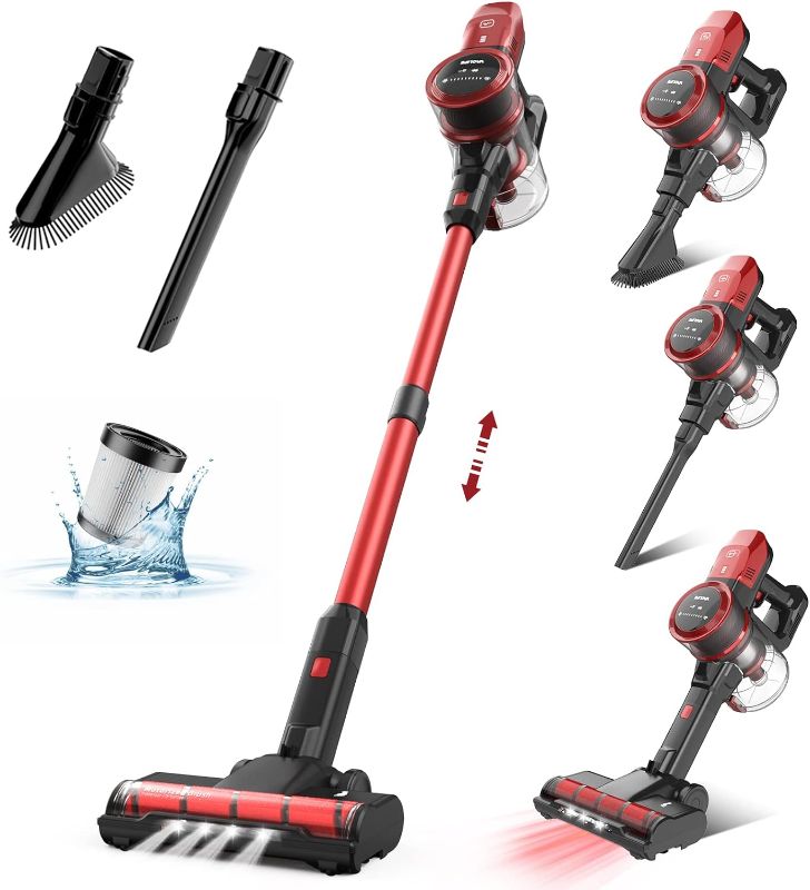 Photo 1 of VacLife 25Kpa Cordless Stick Vacuum Cleaner, 6-in-1 Cordless Vacuum Cleaner w/Strong Suction for Pet Hair Carpet Hard Floor, Max 45 Min Runtime, Wireless Vaccine Cleaner w/LED Headlights, Red (VL732)
