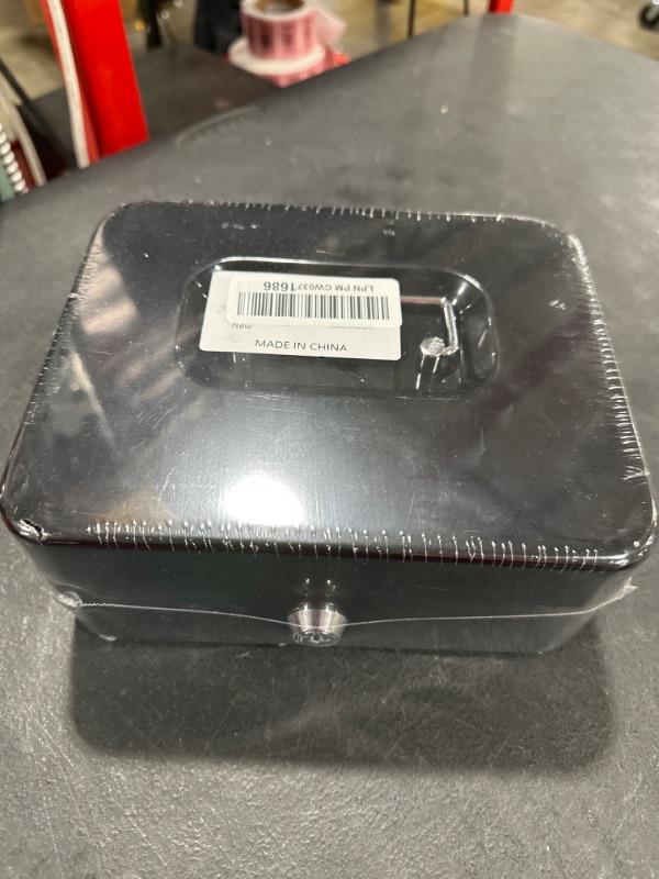 Photo 2 of KYODOLED Medium Cash Box with Money Tray,Small Safe Lock Box with Key,Cash Drawer,7.87"x 6.30"x 3.54" Black Medium Medium Black
