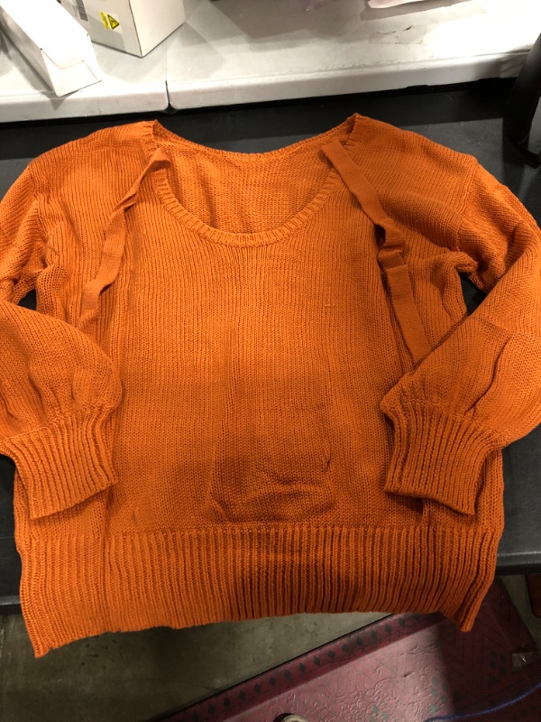 Photo 2 of Asvivid Women Criss Cross V Back Sweaters Fall Trendy Long Sleeve Crewneck Knitted Pullover Jumper Top XX-Large G Orange