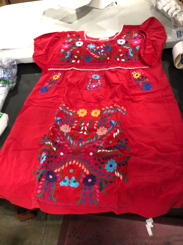 Photo 2 of YZXDORWJ Women Mexican Embroidered Dress Short Sleeve X-Large 47rw