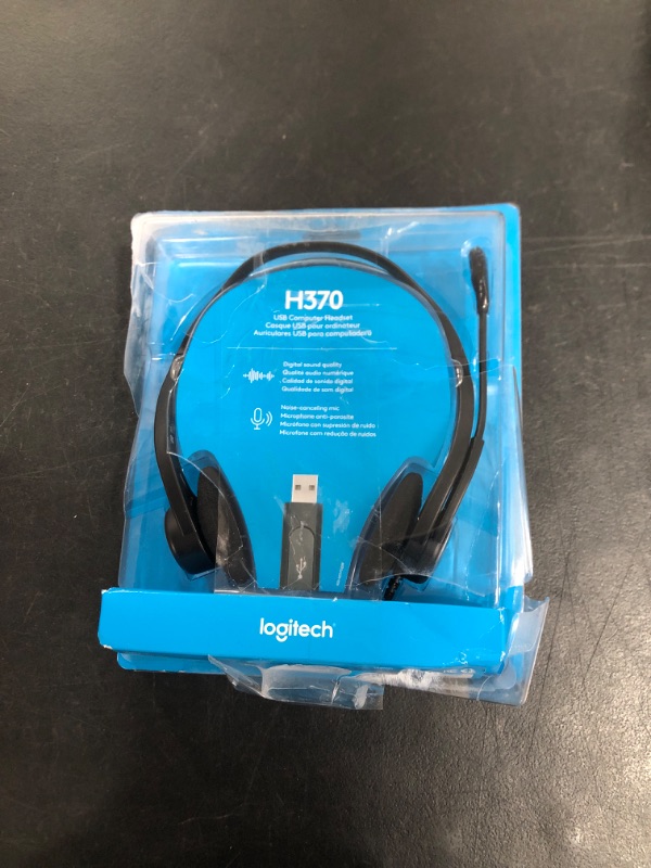 Photo 1 of Logitech H370 USB Computer Headset Digital Sound Noise Canceling Mic Black 