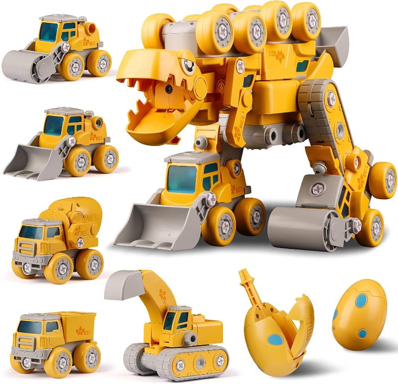 Photo 1 of 
ERCHAOXI 5 in 1 Take Apart Dinosaur Toys for Kids 3-5,5 Construction Trucks Transform into a Big Dinosaur Robot Toys,STEM Building Toys Gifts