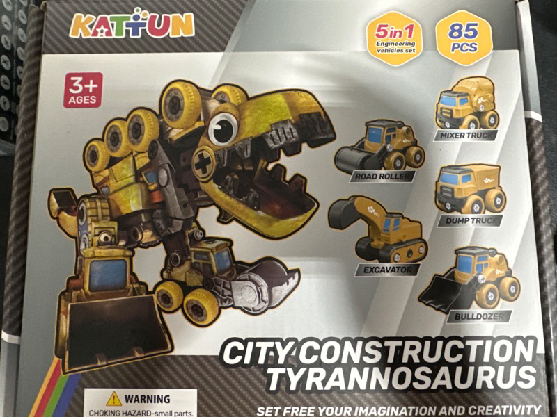 Photo 2 of 
ERCHAOXI 5 in 1 Take Apart Dinosaur Toys for Kids 3-5,5 Construction Trucks Transform into a Big Dinosaur Robot Toys,STEM Building Toys Gifts