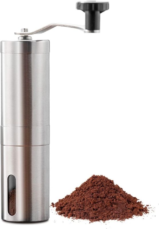 Photo 1 of 
Manual Coffee Grinder Stainless Steel Burr Grinder Silver Vintage Hand Coffee Grinder Portable Hand Crank Conical Coffee Bean Grinder Mill for Camping Travel