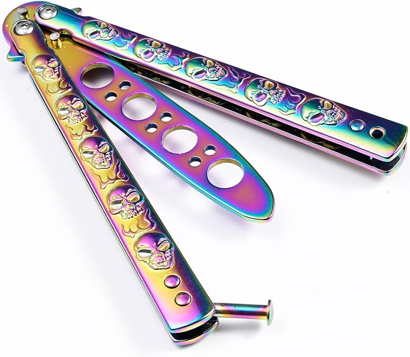 Photo 1 of 
OEEK 3D Engraved Training Tool, Metal Steel Handle Folding Trainer Practice Tool, Rainbow Titaniums