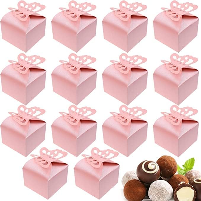 Photo 1 of 
YASYU 50 Pcs Pink Butterfly Party Favor Treat Boxes, Cookie Candy Gift Boxes,