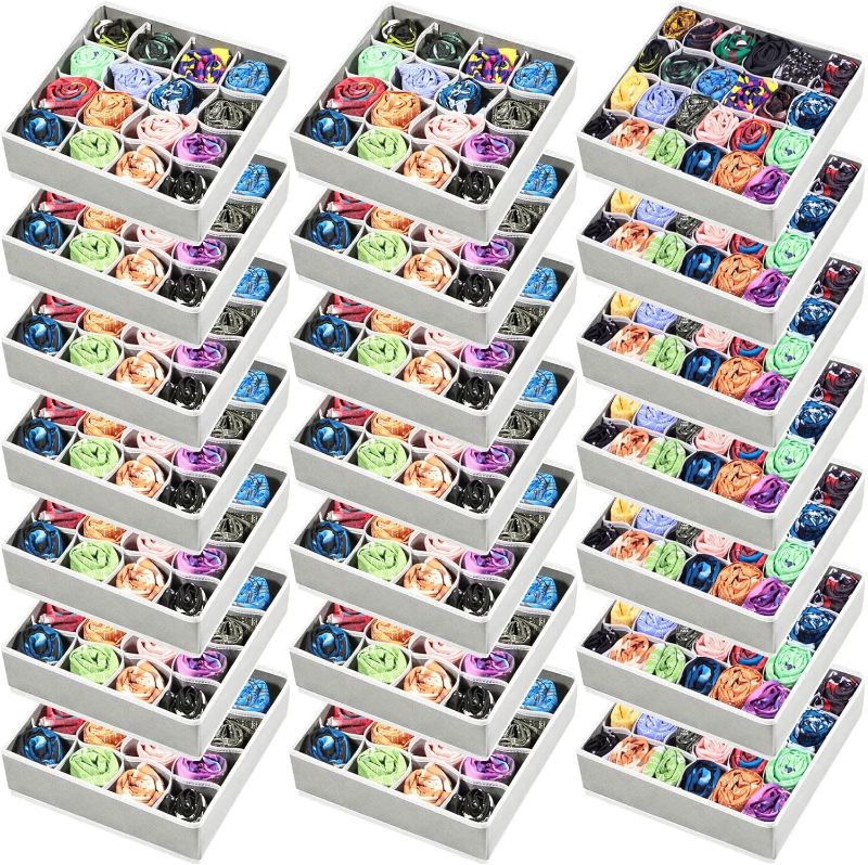 Photo 1 of 
Nuanchu 20 Pack Socks Underwear Drawer Organizer Dividers (24+16 cells) Foldable Dresser Drawer Organizers Fabric Closet Drawer Organizers Storage Boxes