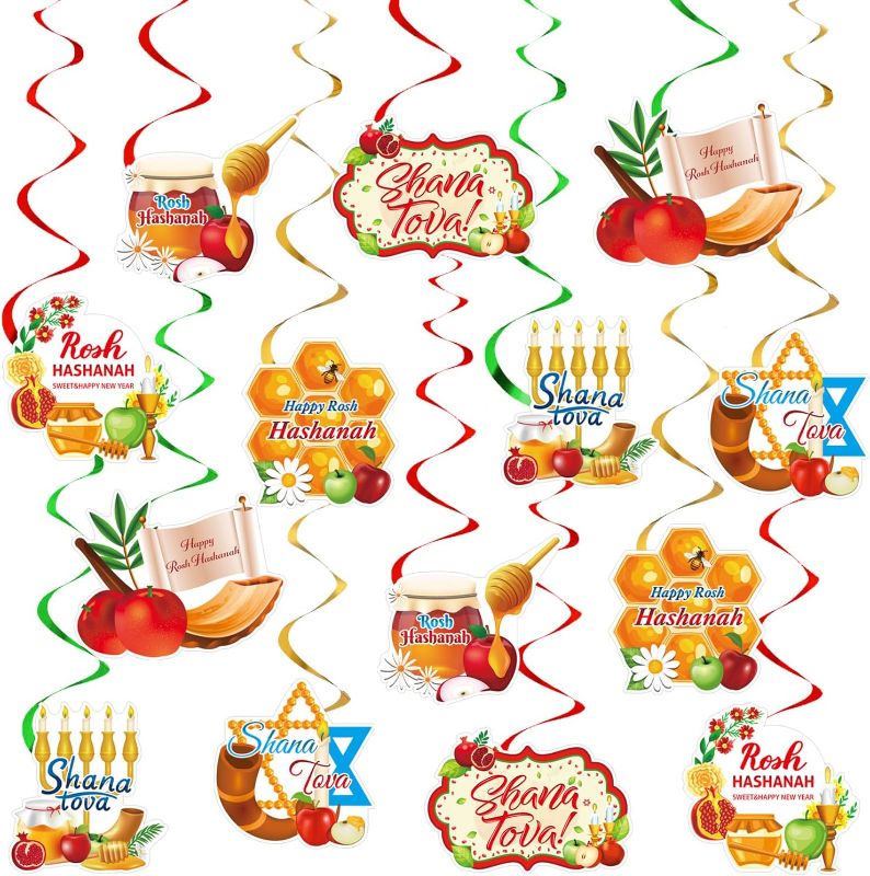 Photo 1 of 
Jewish New Year Hanging Swirl Decorations Happy Rosh Hashanah Shana Tova Ceiling Hanging Swirls Honey Apple Pomegranate Bread Jewish Holiest Day Celebration.