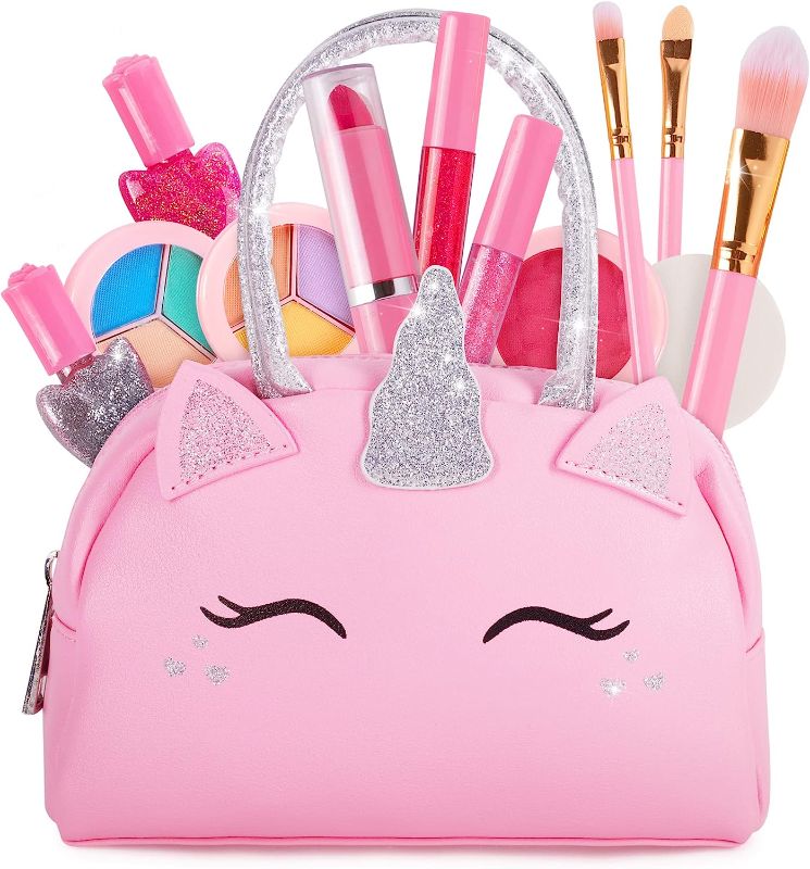 Photo 1 of 
Kids Real Makeup Kit for Little Girls: with Pink Unicorn Bag - Real, Non Toxic, Washable Make Up Toy - Gift for Toddler Young Children Pretend Play Set
