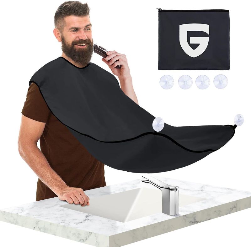 Photo 1 of 
Beard Bib Trimmer Catcher, Stocking Stuffers Christmas Gifts for Men, Beard Hair Catcher for Sink, Waterproof Non-Stick Beard Cape with 4 Suction Cups, One.