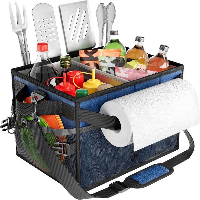 Photo 1 of 
FANGSUN Large Grill and Picnic Caddy with Paper Towel Holder, BBQ Organizer for Utensil, Plate, Condiment, Collapsible & Easy Carry Griddle Caddy, Must.