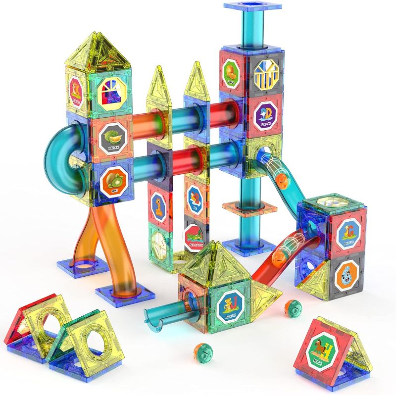 Photo 1 of 
132Pcs Magnetic Tiles Marble Run Building Set for Kids, Marble Run Race 