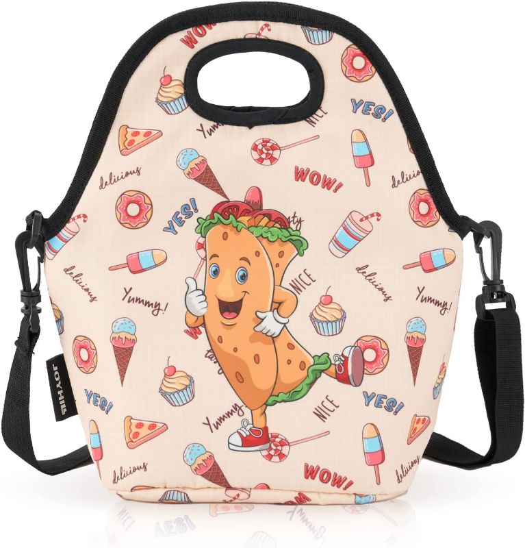Photo 1 of 
JOYHILL Kids Lunch Bag, Reusable Insulated Lunch Box, Detachable Shoulder Straps Lunch Tote Bag, Cute Lunchbox for Boys Girls (Small, Taco)