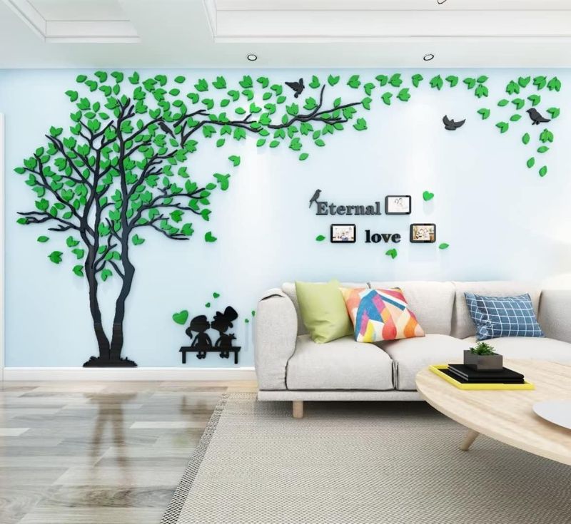 Photo 1 of 
3D Tree Wall Stickers DIY Family Photo Frame Tree and Birds Wall Decals Tree Stickers Murals Décor for Living Room Bedroom Home Decorations(Frame Tree-Green