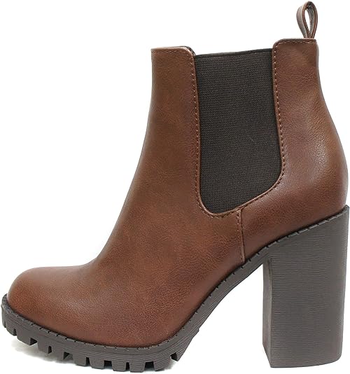 Photo 1 of 10 Soda Glove - Ankle Boot w/Lug Sole Elastic Gore and Chunky Heel