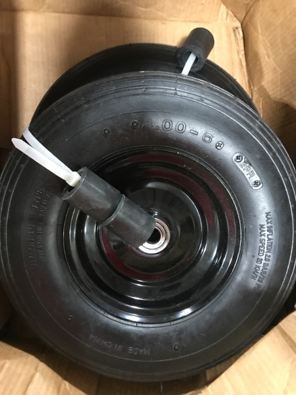 Photo 2 of  2 4.00-6 Pneumatic Tire and Wheel Compatible with Gorilla Cart, 13'' Residential Wheelbarrow Tires Replacement, Air Filled Wheel Assemblies for Garden Carts