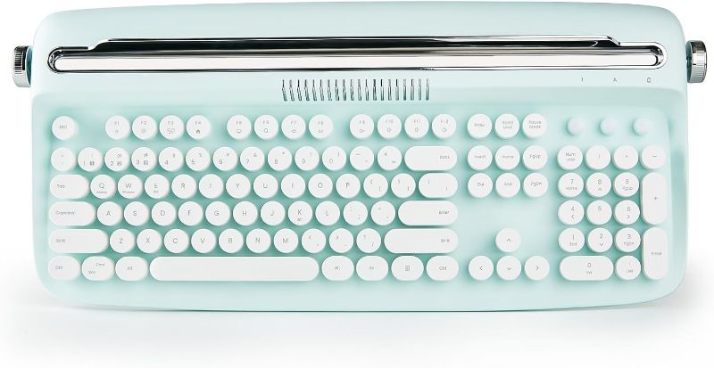 Photo 1 of YUNZII ACTTO B503 Wireless Typewriter Keyboard, Retro Bluetooth Aesthetic Keyboard with Integrated Stand for Multi-Device (B503, Snow White)
