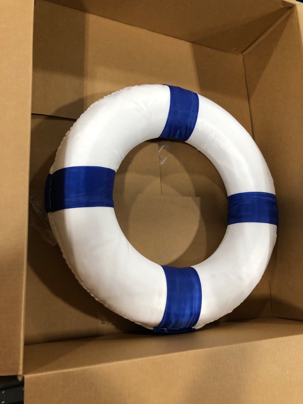 Photo 2 of 20 inch/50cm Small Diameter Swim Foam Ring Buoy Swimming Pool Safety Life Preserver with Perimeter Rope Blue