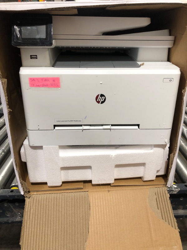 Photo 2 of HP Color LaserJet Pro M283fdw Wireless All-in-One Laser Printer, Remote Mobile Print, Scan & Copy, Duplex Printing, Works with Alexa (7KW75A), White