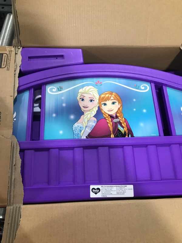 Photo 2 of Delta Children Canopy Toddler Bed, Disney Frozen + Delta Children Twinkle Galaxy Dual Sided Recycled Fiber Core Toddler  Disney Frozen Bed 