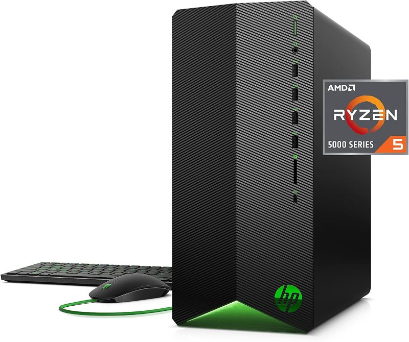 Photo 1 of HP Pavilion Gaming PC, AMD Ryzen 5 5600G Processor, 8 GB RAM, 512 GB SSD, Windows 11, Wi-Fi 5 & Bluetooth 4.2 Combo, 9 USB Ports, Pre-Built Gaming PC Tower, Mouse and Keyboard (TG01-2030, 2021)