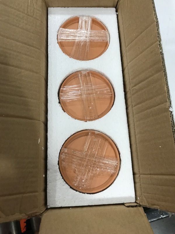 Photo 2 of 12 Pack Small Terracotta Saucers for Flowers, Round Pot Drip Trays for Indoor, Outdoor Plants (4.5 in)