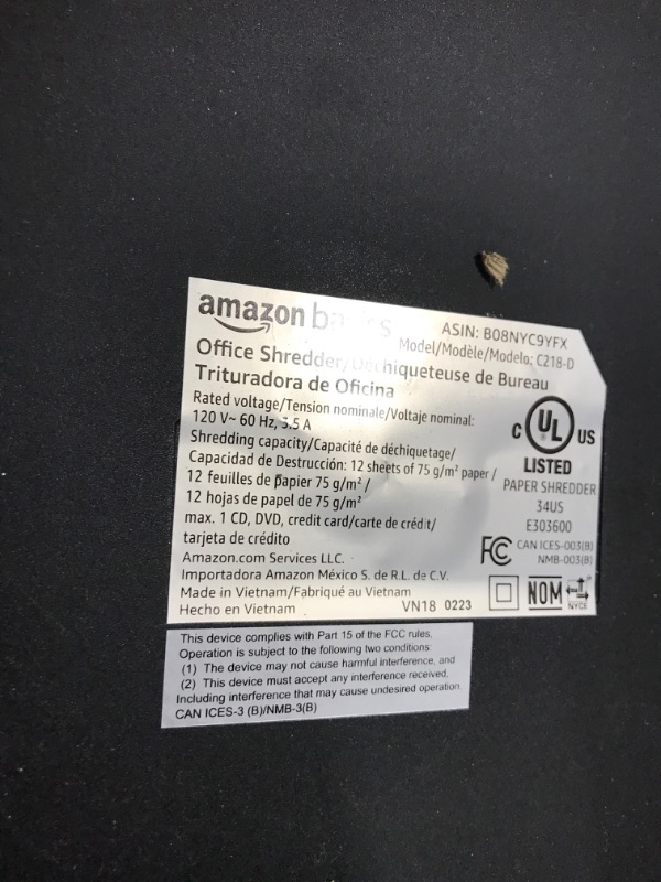 Photo 3 of Amazon Basics 12 Sheet Micro-Cut Paper,Credit Card Office/Home & Paper Shredder Sharpening