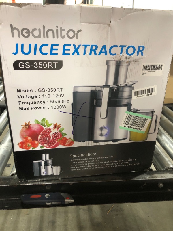 Photo 3 of 1000W 3-SPEED LED Centrifugal Juicer Machines Vegetable and Fruit, Healnitor Juice Extractor with Stainless Steel 3.5" Big Mouth, Easy Clean, BPA-Free, High Juice Yield, Silver