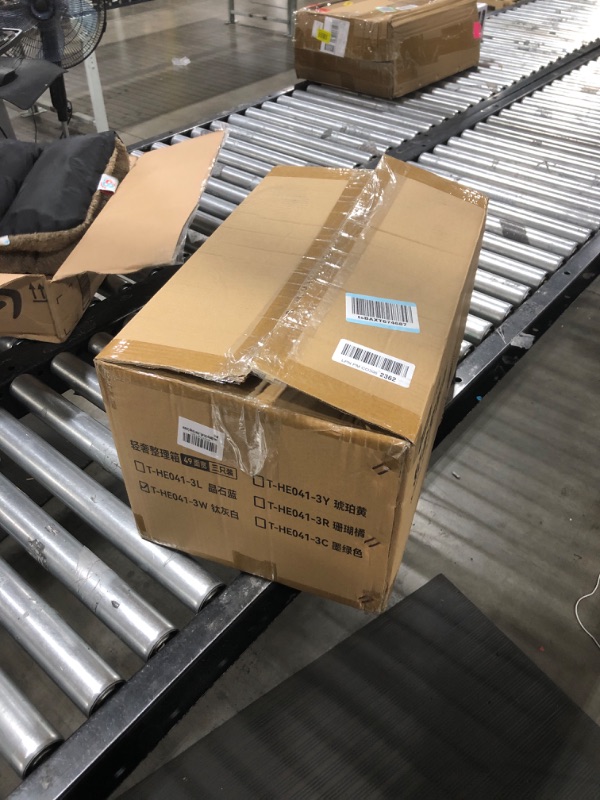 Photo 1 of Luseba Storage Bins with Lids 3 Pack - Collapsible Plastic Storage Bins, 8.4 Gal Folding Storage Box, Stackable Storage Bins for Closet Organizer, Double Open Kitchen Storage Container 3 Pack - 8.4 Gal White