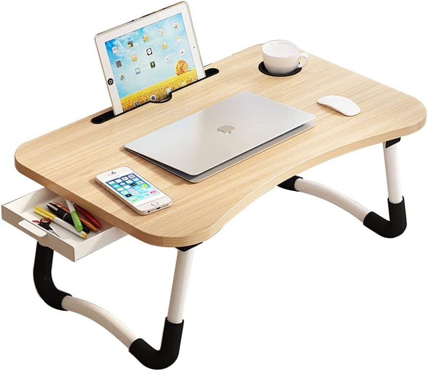 Photo 1 of Lap Desk with Storage Drawer, Holders for Cup and Tablet, Laptop Bed Tray (23.6")