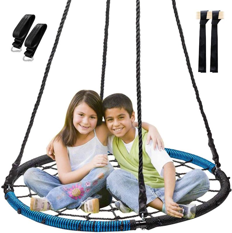 Photo 1 of  Display4top 40 Flying Saucer Tree Swing,Round Outdoor Web Tree Net Swing,Rope Swing, Durable Adjustable Hanging Ropes, Easy Install 