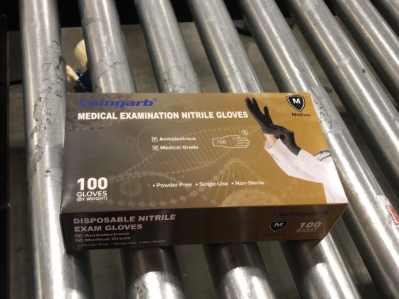 Photo 2 of  Black Industrial Nitrile Gloves - Powder-Free, Medium 100 Pack