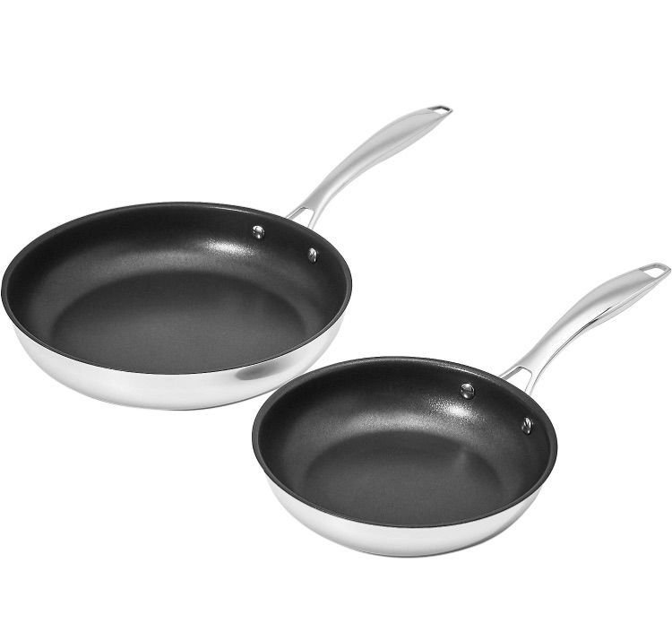 Photo 1 of Non Stick Stainless Steel Frying Pans Set, 8" & 11" PFOA Free Coating Pans for Cooking, Stickless Omelette Chef Pans, Small Egg Pan, Stainless Steel Induction for Gas Top, Electric Stove (8 & 11 Inch)