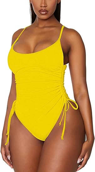 Photo 1 of [Size M] HAPCOPE Women's Ruched One Piece Bathing Suit Swimsuits Cheeky High Cut Monokini Bikinis