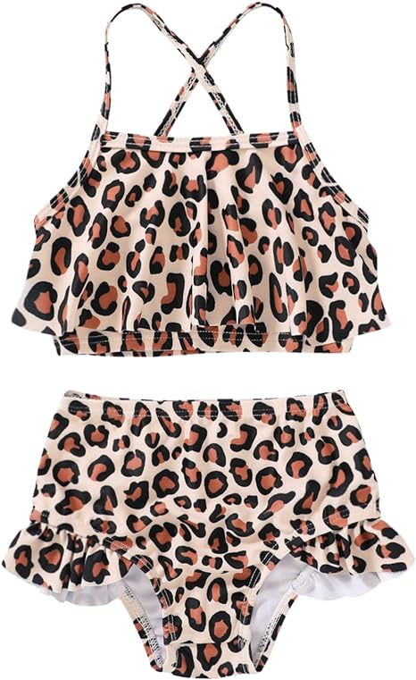 Photo 1 of [Size 18-24mo] YOUNGER TREE Toddler Swimsuit Girl 2-Pieces Leopard Bathing Suits Halter Top Bikini Bottoms Swimming Suit Kids Beach Swimwear 