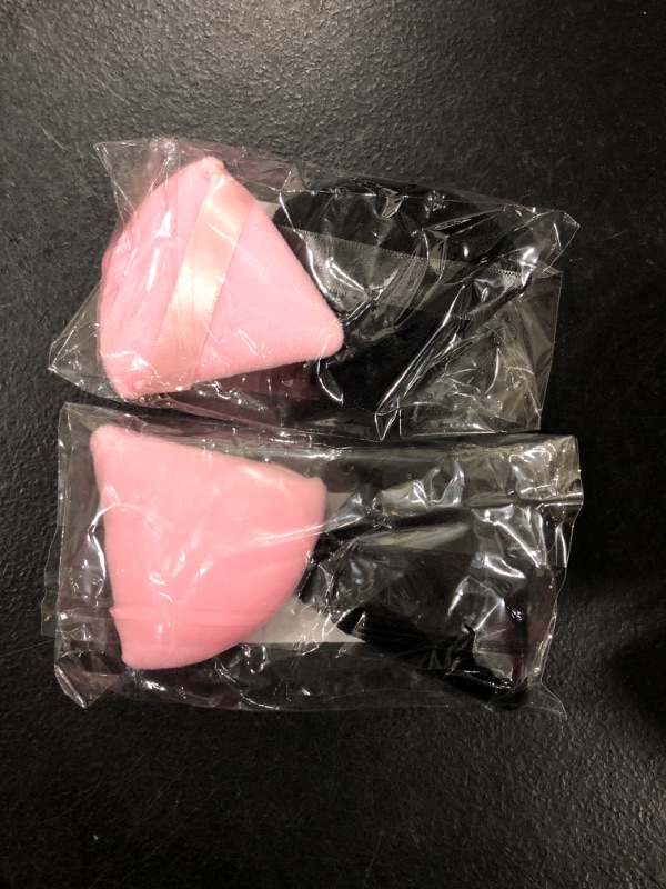 Photo 2 of [2 Pkgs] Sibba 2 Pieces Triangle Powder Puffs Face Cosmetic Powder Puff Washable Reusable Soft Plush Powder Sponge Makeup Foundation Sponge for Face Body Loose Powder Wet Dry Makeup Tool
