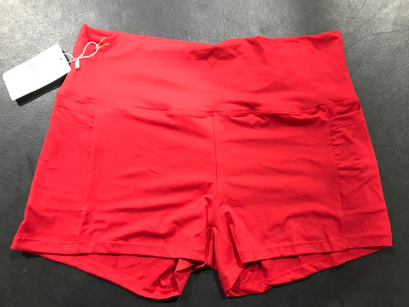 Photo 1 of [Size XL] Ladies Athletic Shorts with Pockets- Red