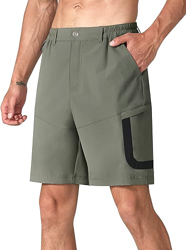 Photo 1 of [Size XL] EZRUN Men's Hiking Cargo Shorts Casual Golf Shorts Outdoor Work Shorts with Multi Pockets for Travel Fishing Camping- Army Green