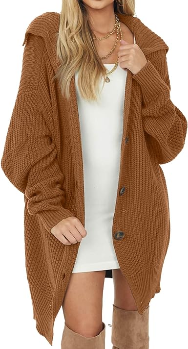 Photo 1 of [Size S] Foakwety Women's Open Front Cardigan Sweaters Oversized Long Sleeve Knitted Sweater Coats Button Loose Outerwear 