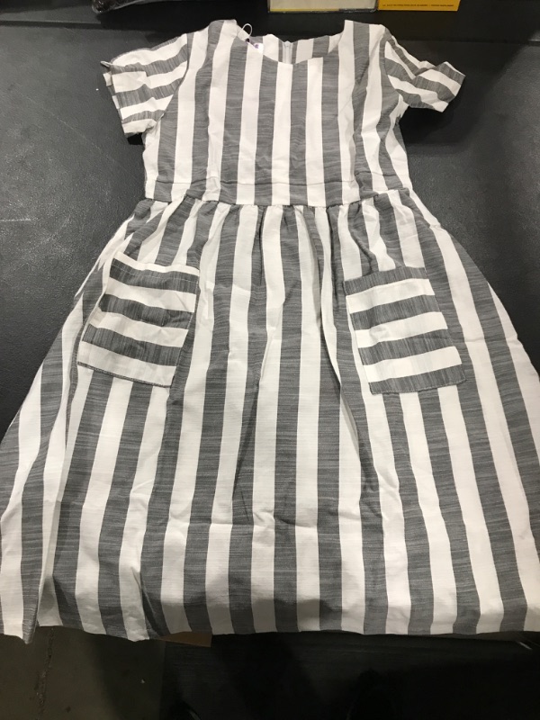 Photo 2 of [Size 11-12yrs] Kilottor Girls' Summer Casual Striped Flare A-Line Holiday Dress with Pockets