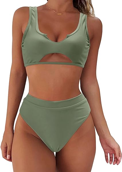 Photo 1 of [Size S] SUUKSESS Women Cutout High Waisted Bikini Sets Sexy Push up 2 Piece Swimsuits